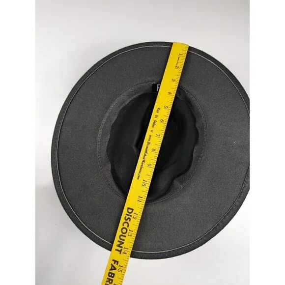 FRYE Fedora Felt Braided Band Hat Wide Brim Festival Men's One Size Black NWT - Picture 7 of 9